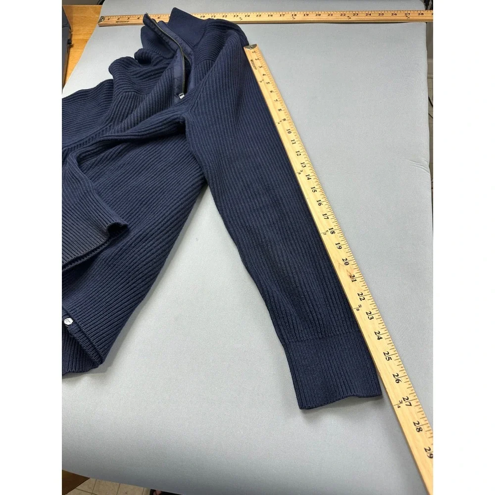Banana Republic Mens Navy Blue Ribbed Full Zip Mock Neck Cardigan Sweater Large